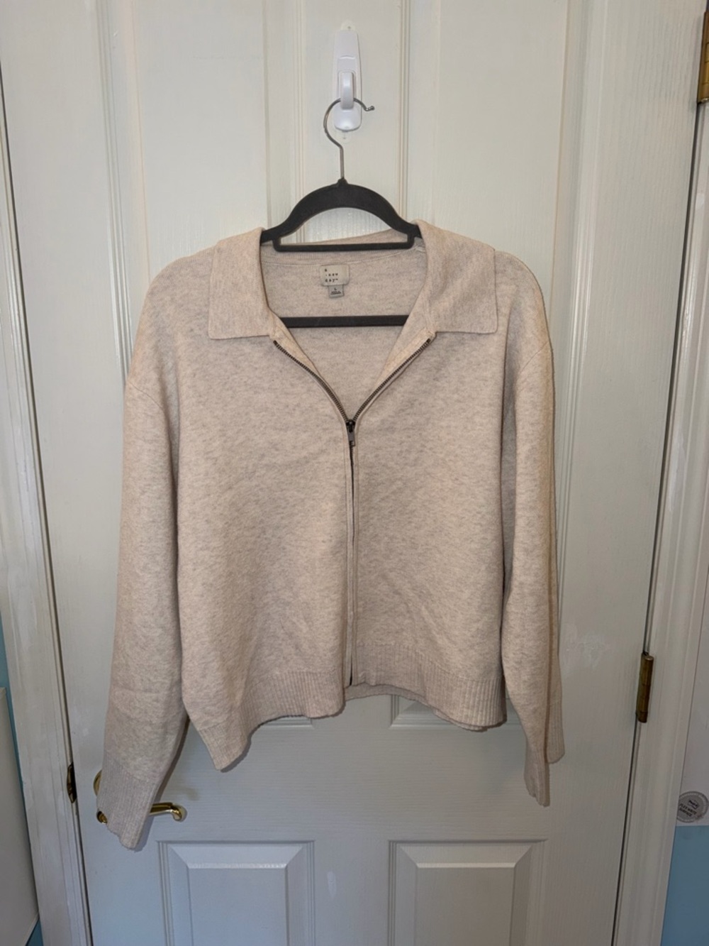 NWOT a new day Cream Zip-Up Collared Cardigan